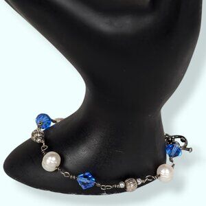 V. Glass & Freshwater Pearl Beaded Bracelet
